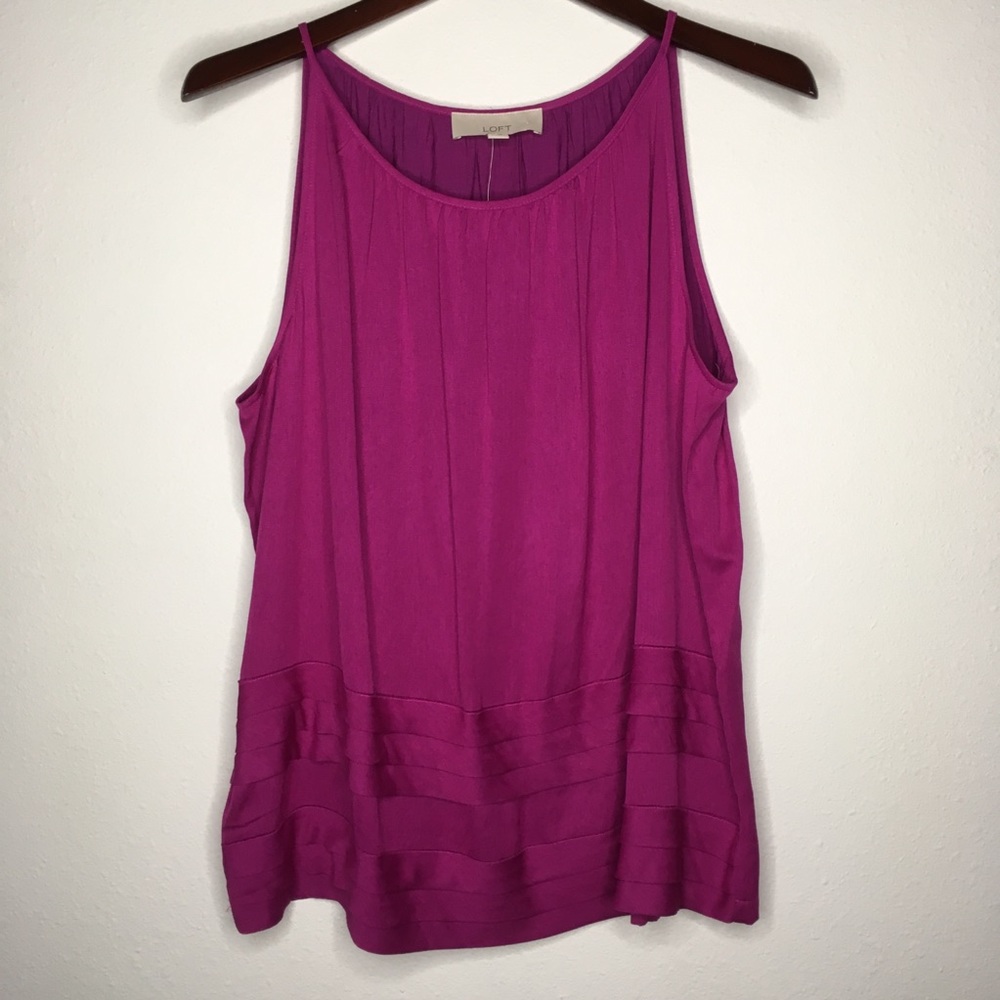 LOFT Purple Tiered Bottom Halter Tank NWT Size L
